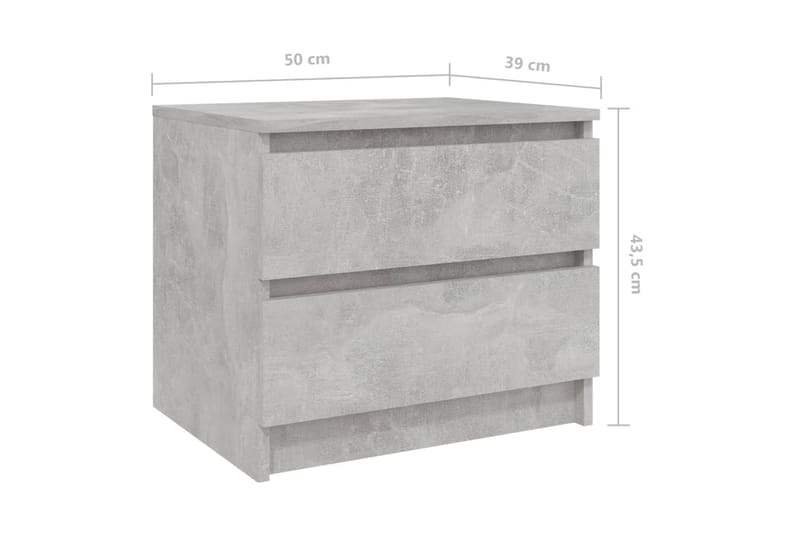 Sängbord 2 st betonggrå 50x39x43,5 cm spånskiva - Grå - Sängbord & nattduksbord