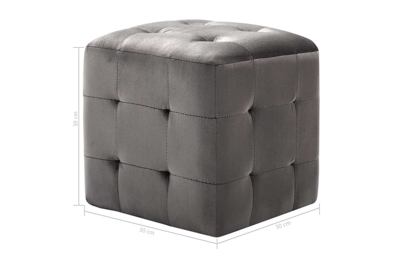 Sängbord 2 st grå 30x30x30 cm sammetstyg - Grå - Möbler - Bord & matgrupper - Avlastningsbord - Sängbord & nattduksbord