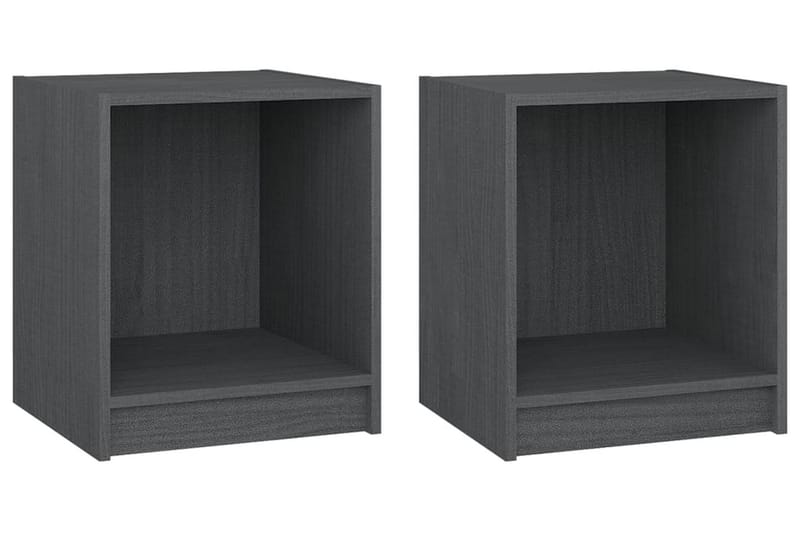 Sängbord 2 st grå 35,5x33,5x41,5 cm massivt furu - Grå - Möbler - Bord & matgrupper - Avlastningsbord - Sängbord & nattduksbord