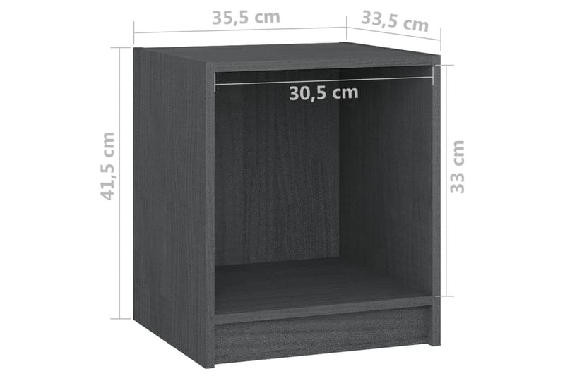 Sängbord 2 st grå 35,5x33,5x41,5 cm massivt furu - Grå - Möbler - Bord & matgrupper - Avlastningsbord - Sängbord & nattduksbord