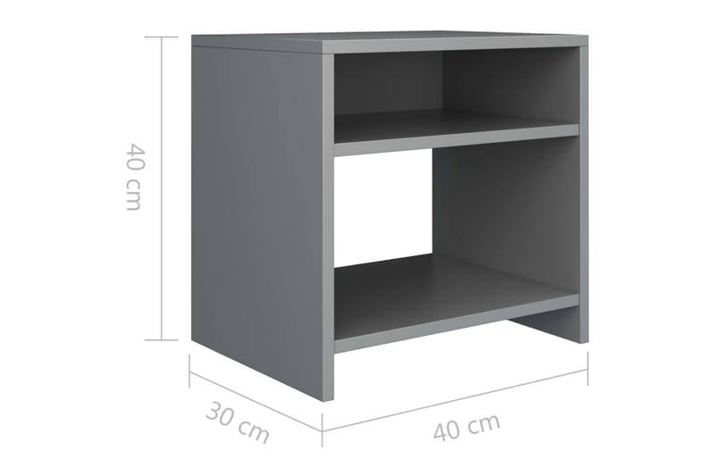 Sängbord 2 st grå 40x30x40 cm spånskiva - Grå - Sängbord & nattduksbord