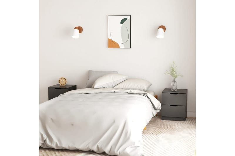 Sängbord 2 st grå 40x40x50cm spånskiva - Grå - Sängbord & nattduksbord