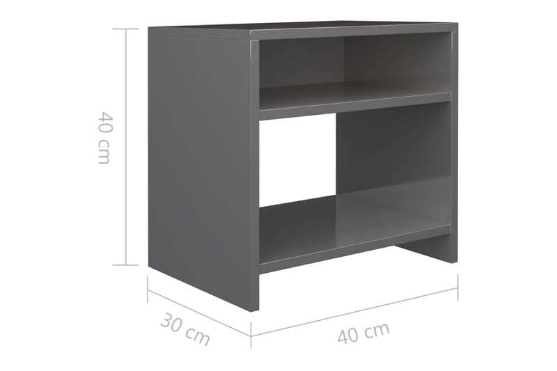 Sängbord 2 st grå högglans 40x30x40 cm spånskiva - Grå - Sängbord & nattduksbord