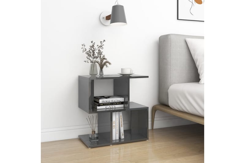 Sängbord 2 st grå högglans 50x30x51,5 cm spånskiva - Grå - Sängbord & nattduksbord