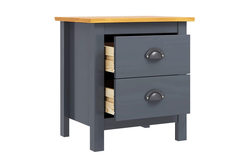 Sängbord 2 st Hill Range 46x35x49,5 cm massiv furu - Grå - Möbler - Bord & matgrupper - Avlastningsbord - Sängbord & nattduksbord