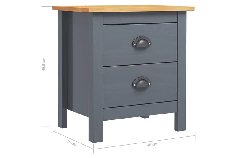 Sängbord 2 st Hill Range 46x35x49,5 cm massiv furu - Grå - Möbler - Bord & matgrupper - Avlastningsbord - Sängbord & nattduksbord