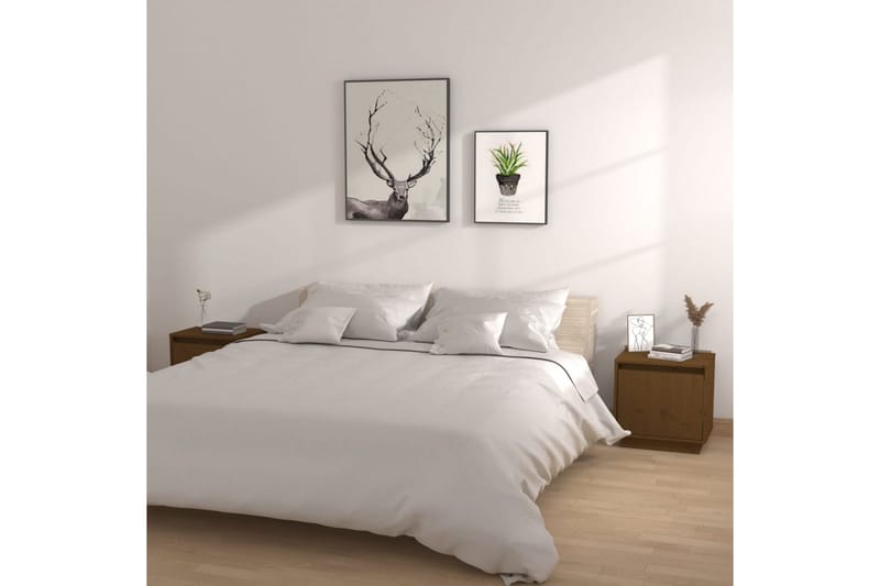 Sängbord 2 st honungsbrun 40x30x40 cm massiv furu - Brun - Sängbord & nattduksbord