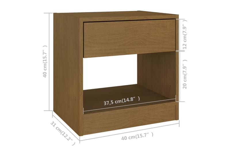 Sängbord 2 st honungsbrun 40x31x40 cm massiv furu - Brun - Möbler - Bord & matgrupper - Avlastningsbord - Sängbord & nattduksbord