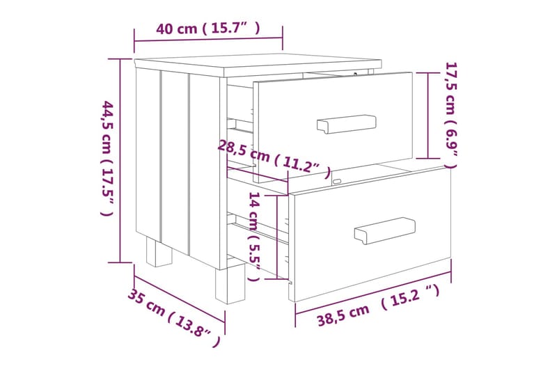 Sängbord 2 st honungsbrun 40x35x44,5 cm massiv furu - Brun - Sängbord & nattduksbord