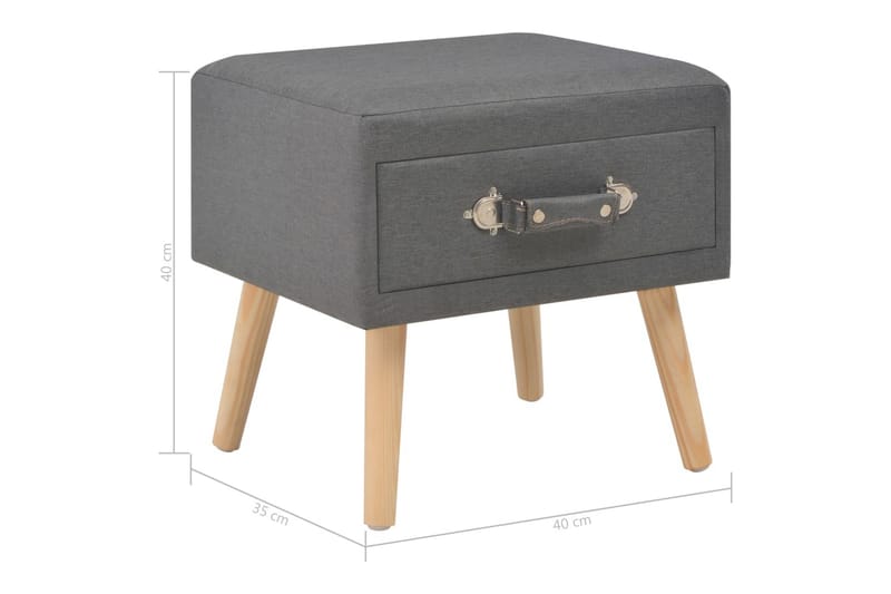 Sängbord 2 st mörkgrå 40x35x40 cm tyg - Grå - Sängbord & nattduksbord