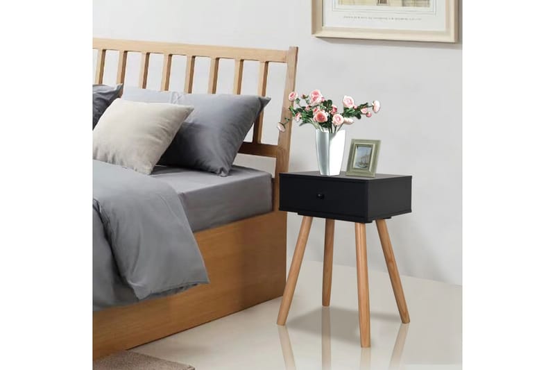 Sängbord 2 st massiv furu 40x30x61 cm svart - Svart - Möbler - Bord & matgrupper - Avlastningsbord - Sängbord & nattduksbord