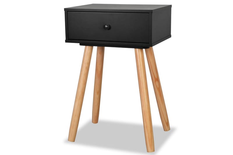 Sängbord 2 st massiv furu 40x30x61 cm svart - Svart - Möbler - Bord & matgrupper - Avlastningsbord - Sängbord & nattduksbord
