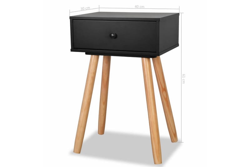 Sängbord 2 st massiv furu 40x30x61 cm svart - Svart - Möbler - Bord & matgrupper - Avlastningsbord - Sängbord & nattduksbord