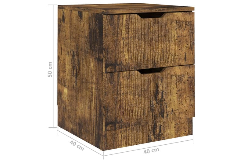 Sängbord 2 st rökfärgad ek 40x40x50 cm spånskiva - Brun - Möbler - Bord & matgrupper - Avlastningsbord - Sängbord & nattduksbord