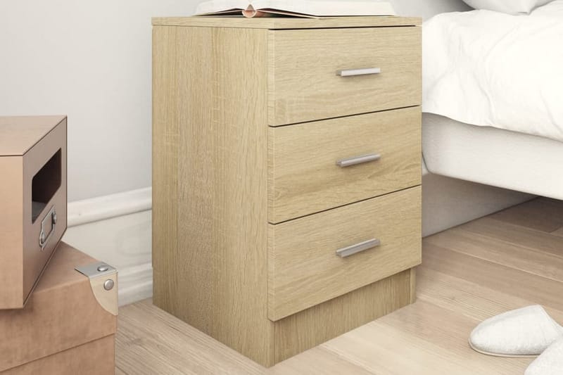 Sängbord 2 st sonoma ek 38x35x56 cm spånskiva - Brun - Möbler - Bord & matgrupper - Avlastningsbord - Sängbord & nattduksbord