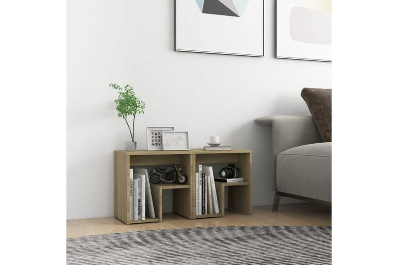 Sängbord 2 st sonoma-ek 40x30x40 cm spånskiva - Brun - Möbler - Bord & matgrupper - Avlastningsbord - Sängbord & nattduksbord
