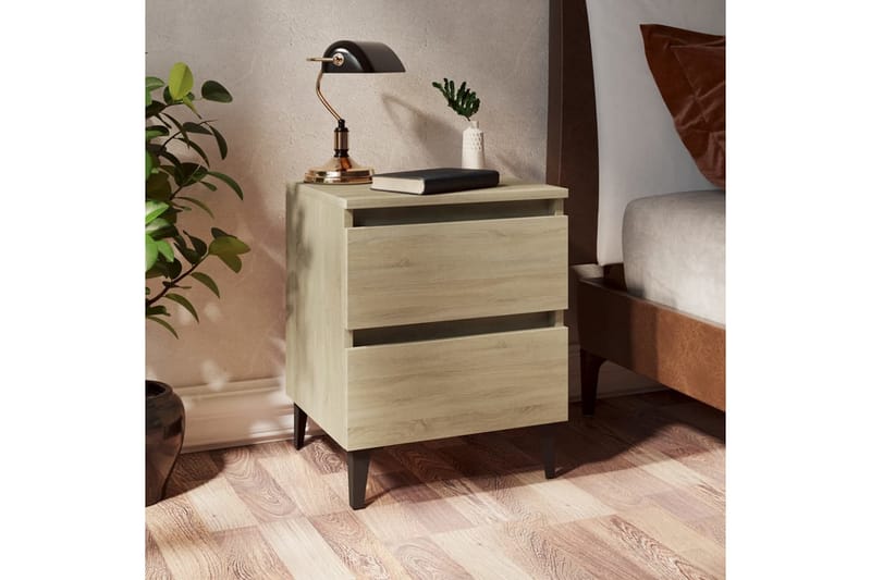 Sängbord 2 st sonoma-ek 40x35x50 cm spånskiva - Brun - Möbler - Bord & matgrupper - Avlastningsbord - Sängbord & nattduksbord