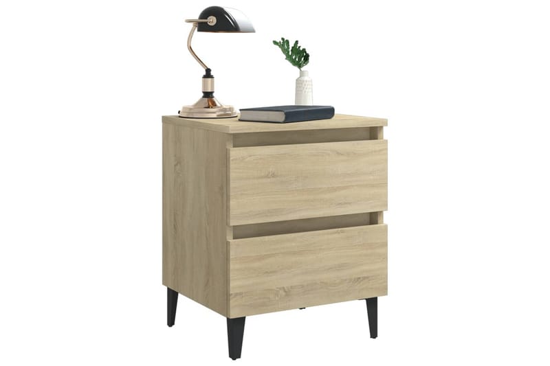 Sängbord 2 st sonoma-ek 40x35x50 cm spånskiva - Brun - Möbler - Bord & matgrupper - Avlastningsbord - Sängbord & nattduksbord