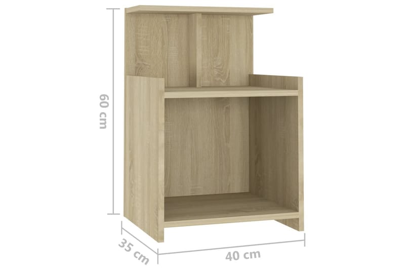 Sängbord 2 st sonoma-ek 40x35x60 cm spånskiva - Brun - Sängbord & nattduksbord