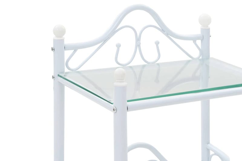 Sängbord 2 st stål och härdat glas 45x30,5x60 cm vit - Vit - Möbler - Bord & matgrupper - Avlastningsbord - Sängbord & nattduksbord