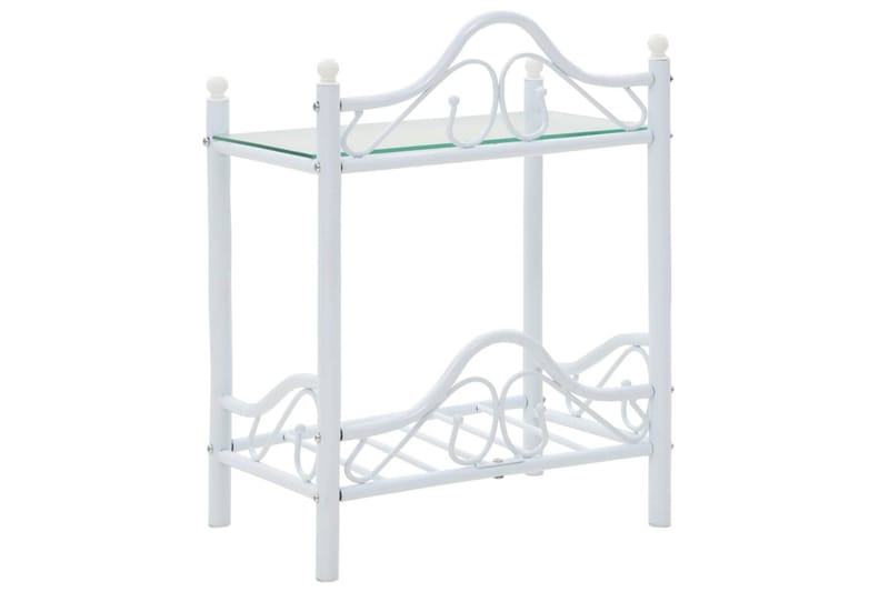 Sängbord 2 st stål och härdat glas 45x30,5x60 cm vit - Vit - Möbler - Bord & matgrupper - Avlastningsbord - Sängbord & nattduksbord