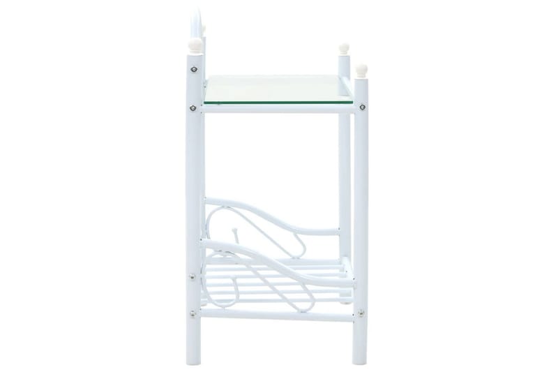 Sängbord 2 st stål och härdat glas 45x30,5x60 cm vit - Vit - Möbler - Bord & matgrupper - Avlastningsbord - Sängbord & nattduksbord
