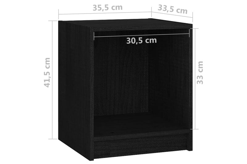 Sängbord 2 st svart 35,5x33,5x41,5 cm massivt furu - Svart - Sängbord & nattduksbord