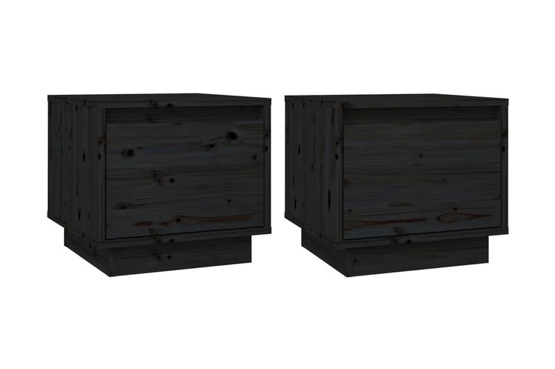 Sängbord 2 st svart 35x34x32 cm massiv furu - Svart - Möbler - Bord & matgrupper - Avlastningsbord - Sängbord & nattduksbord
