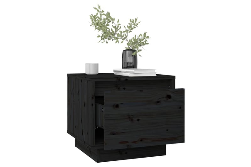 Sängbord 2 st svart 35x34x32 cm massiv furu - Svart - Möbler - Bord & matgrupper - Avlastningsbord - Sängbord & nattduksbord