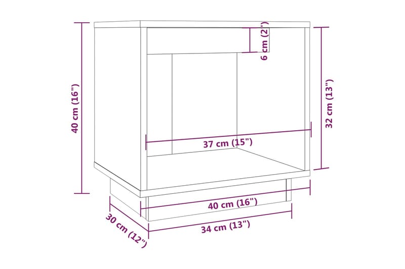 Sängbord 2 st svart 40x30x40 cm massiv furu - Svart - Möbler - Bord & matgrupper - Avlastningsbord - Sängbord & nattduksbord