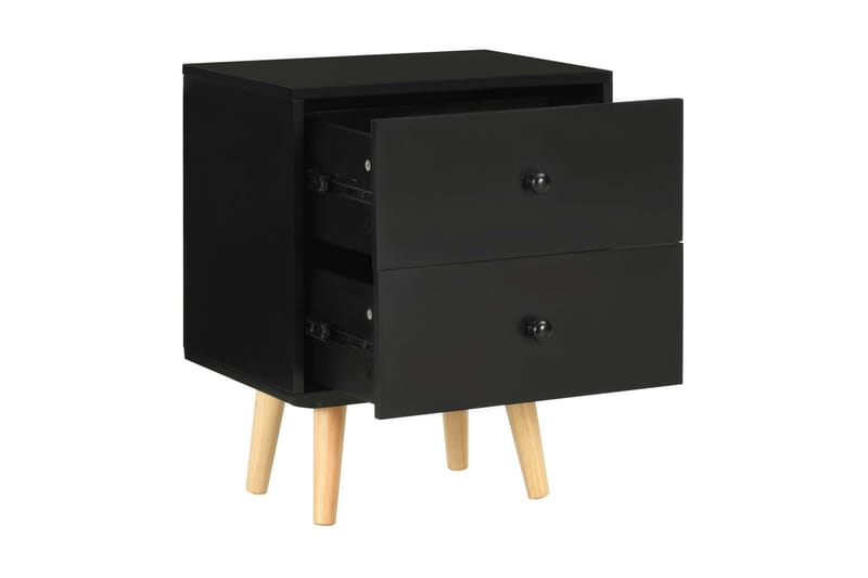 Sängbord 2 st svart 40x30x50 cm massiv furu - Svart - Möbler - Bord & matgrupper - Avlastningsbord - Sängbord & nattduksbord