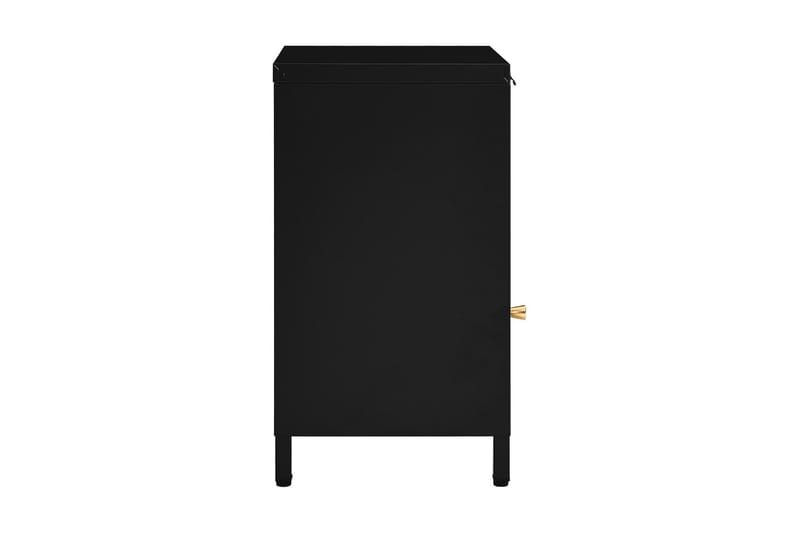 Sängbord 2 st svart 40x30x54,5 cm stål och glas - Svart - Sängbord & nattduksbord