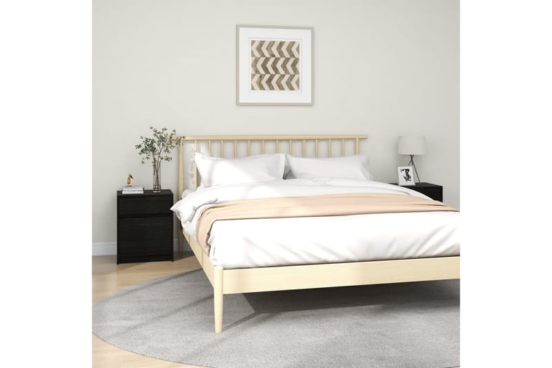 Sängbord 2 st svart 40x31x50 cm massivt furu - Svart - Möbler - Bord & matgrupper - Avlastningsbord - Sängbord & nattduksbord