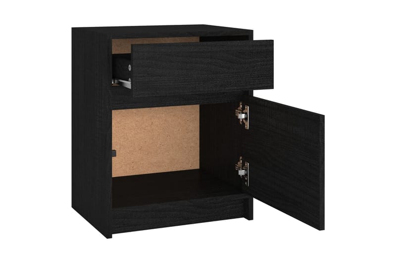 Sängbord 2 st svart 40x31x50 cm massivt furu - Svart - Möbler - Bord & matgrupper - Avlastningsbord - Sängbord & nattduksbord