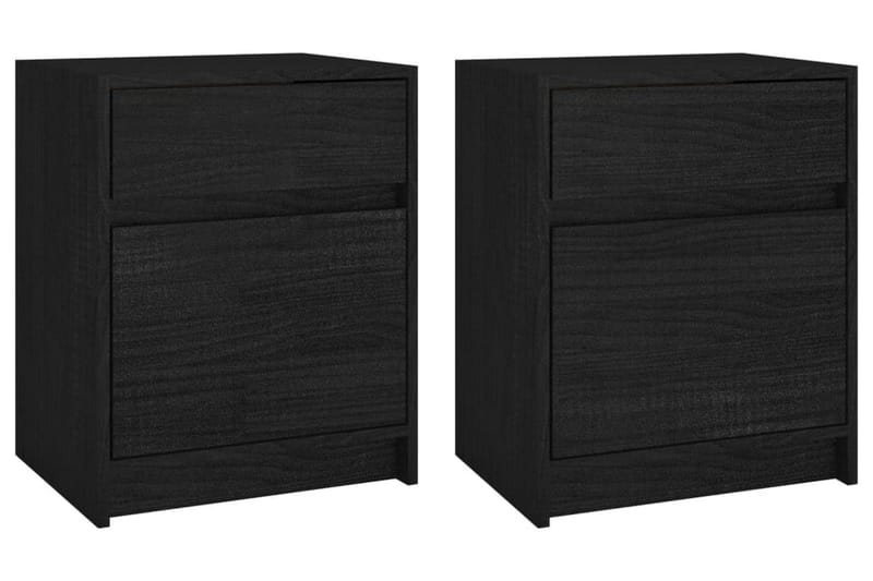 Sängbord 2 st svart 40x31x50 cm massivt furu - Svart - Möbler - Bord & matgrupper - Avlastningsbord - Sängbord & nattduksbord