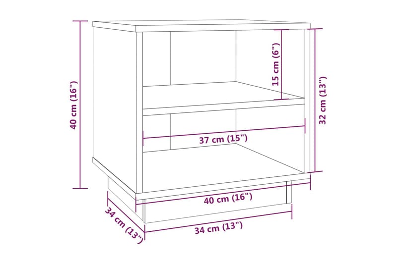 Sängbord 2 st svart 40x34x40 cm massiv furu - Svart - Möbler - Bord & matgrupper - Avlastningsbord - Sängbord & nattduksbord
