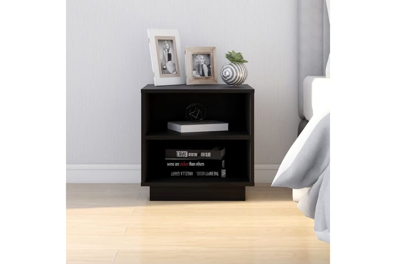 Sängbord 2 st svart 40x34x40 cm massiv furu - Svart - Möbler - Bord & matgrupper - Avlastningsbord - Sängbord & nattduksbord