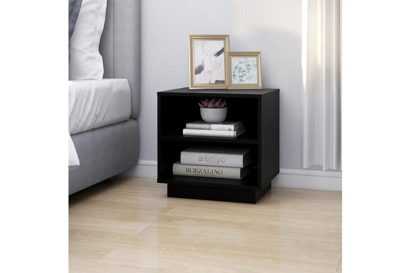 Sängbord 2 st svart 40x34x40 cm massiv furu - Svart - Möbler - Bord & matgrupper - Avlastningsbord - Sängbord & nattduksbord