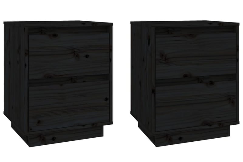Sängbord 2 st svart 40x35x50 cm massiv furu - Svart - Möbler - Bord & matgrupper - Avlastningsbord - Sängbord & nattduksbord