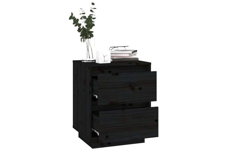 Sängbord 2 st svart 40x35x50 cm massiv furu - Svart - Möbler - Bord & matgrupper - Avlastningsbord - Sängbord & nattduksbord