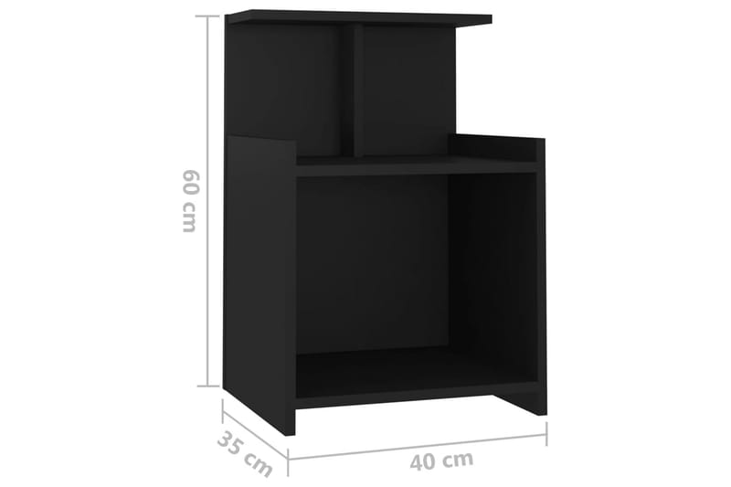 Sängbord 2 st svart 40x35x60 cm spånskiva - Svart - Sängbord & nattduksbord