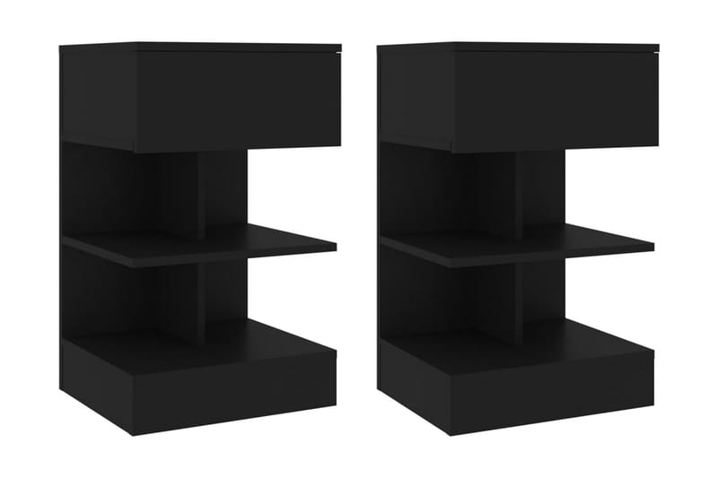 Sängbord 2 st svart 40x35x65 cm - Svart - Sängbord & nattduksbord