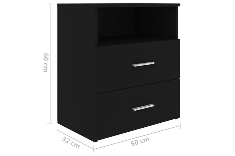 Sängbord 2 st svart 50x32x60 cm spånskiva - Svart - Möbler - Bord & matgrupper - Avlastningsbord - Sängbord & nattduksbord