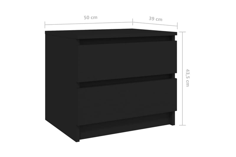 Sängbord 2 st svart 50x39x43,5 cm spånskiva - Svart - Sängbord & nattduksbord