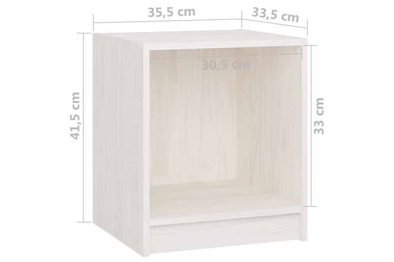 Sängbord 2 st vit 35,5x33,5x41,5 cm massivt furu - Vit - Sängbord & nattduksbord