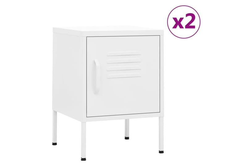 Sängbord 2 st vit 35x35x51 cm stål - Vit - Möbler - Bord & matgrupper - Avlastningsbord - Sängbord & nattduksbord