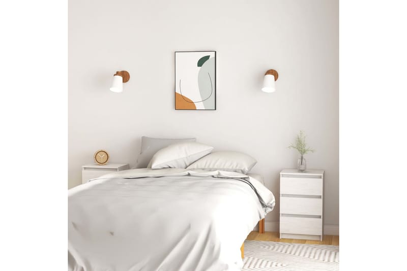 Sängbord 2 st vit 40x29,5x64 cm massiv furu - Vit - Möbler - Bord & matgrupper - Avlastningsbord - Sängbord & nattduksbord