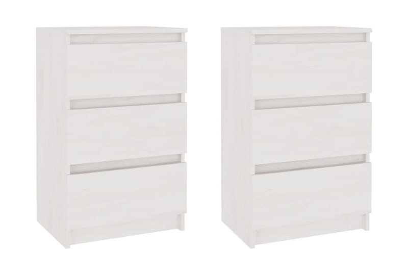 Sängbord 2 st vit 40x29,5x64 cm massiv furu - Vit - Möbler - Bord & matgrupper - Avlastningsbord - Sängbord & nattduksbord