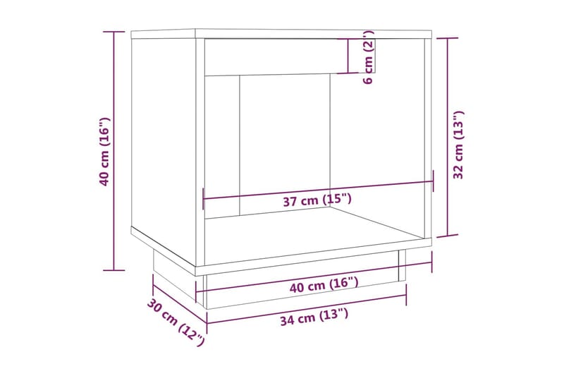 Sängbord 2 st vit 40x30x40 cm massiv furu - Vit - Sängbord & nattduksbord