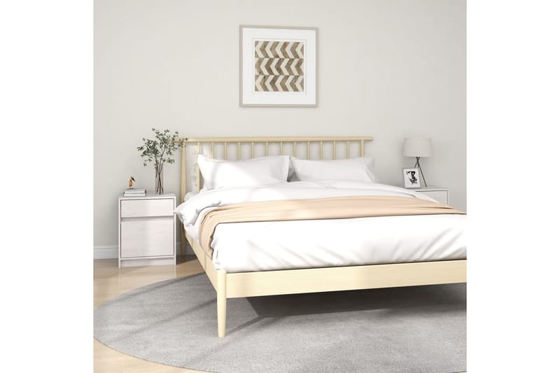 Sängbord 2 st vit 40x31x50 cm massivt furu - Vit - Sängbord & nattduksbord